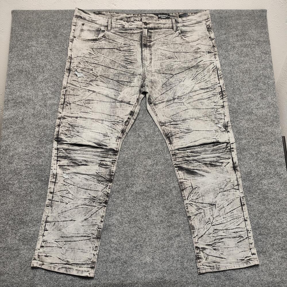 Southpole Jeans Mens 50x34 Gray Acid Wash Regular Straight Stretch Denim Pants
